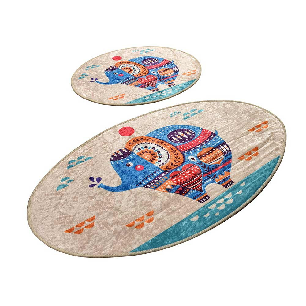 Set 2 covorase de baie Chilai Home 359CHL2395, Tesatura catifea 100% antibacteriana, Multicolor