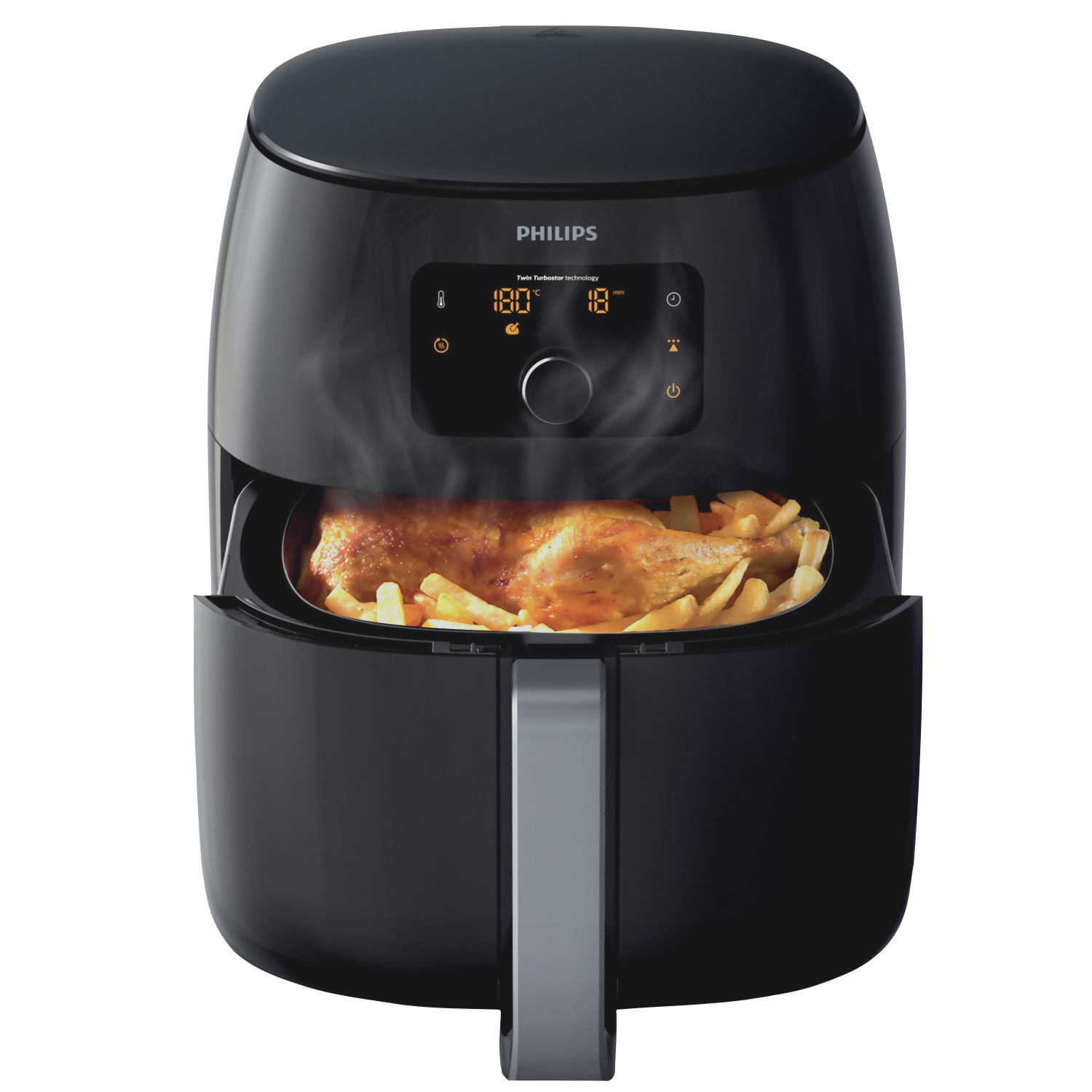 Friteuza fara ulei Philips Airfryer XXL HD9650/90, tehnologie Twin TurboStar, 1.4 kg, display digita