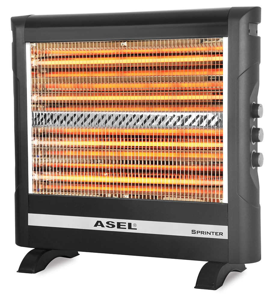 Soba cu quartz ASEL AS H 70-17, 2800W, Ventilator si umidificator, 4 nivele, Negru