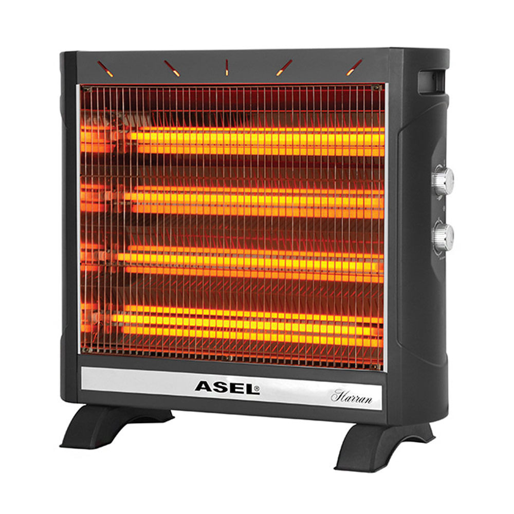 Soba cu quartz ASEL AS H 50-12, 2750W, 5 radiatoare, Termostat, 5 trepte, Negru