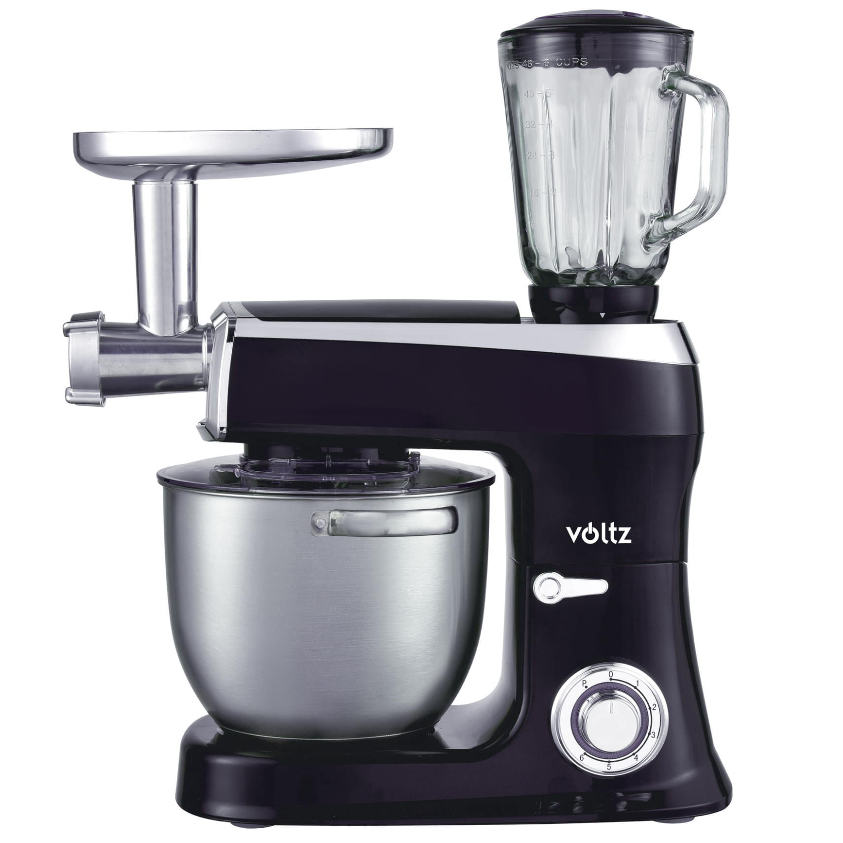 Robot de bucatarie Voltz V51115AS, 2100W, 7.5 litri, Masina de tocat carne si blender, 3 agitatoare,