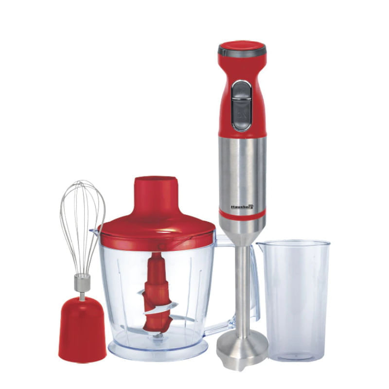 Blender, tocator si mixer Hausberg HB-7700RS, 1000W, cutit din otel, Tocator: 1 litru, Otel inoxidab