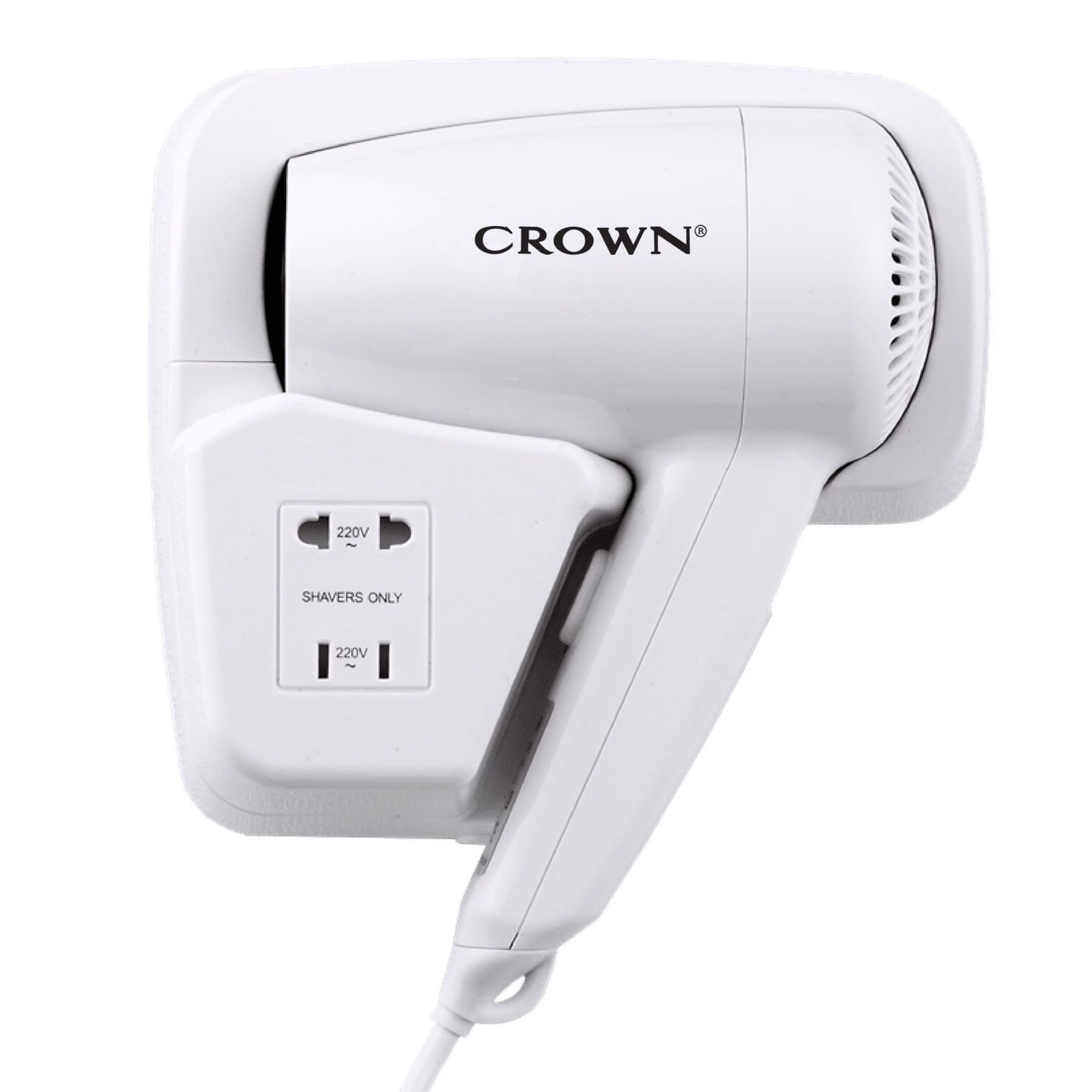 Uscător de păr de perete Crown CHD-1201WS, 1100W, 3 trepte / 2 nivele, siguranță, alb