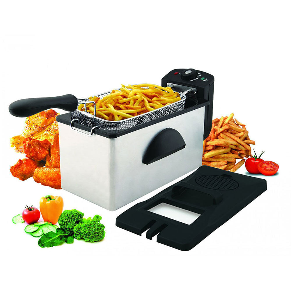 Фритюрник Crown CDF-3031IX, 3 л, 2000W, Демонтираща се кошница, Регулируем термостат, Инокс
