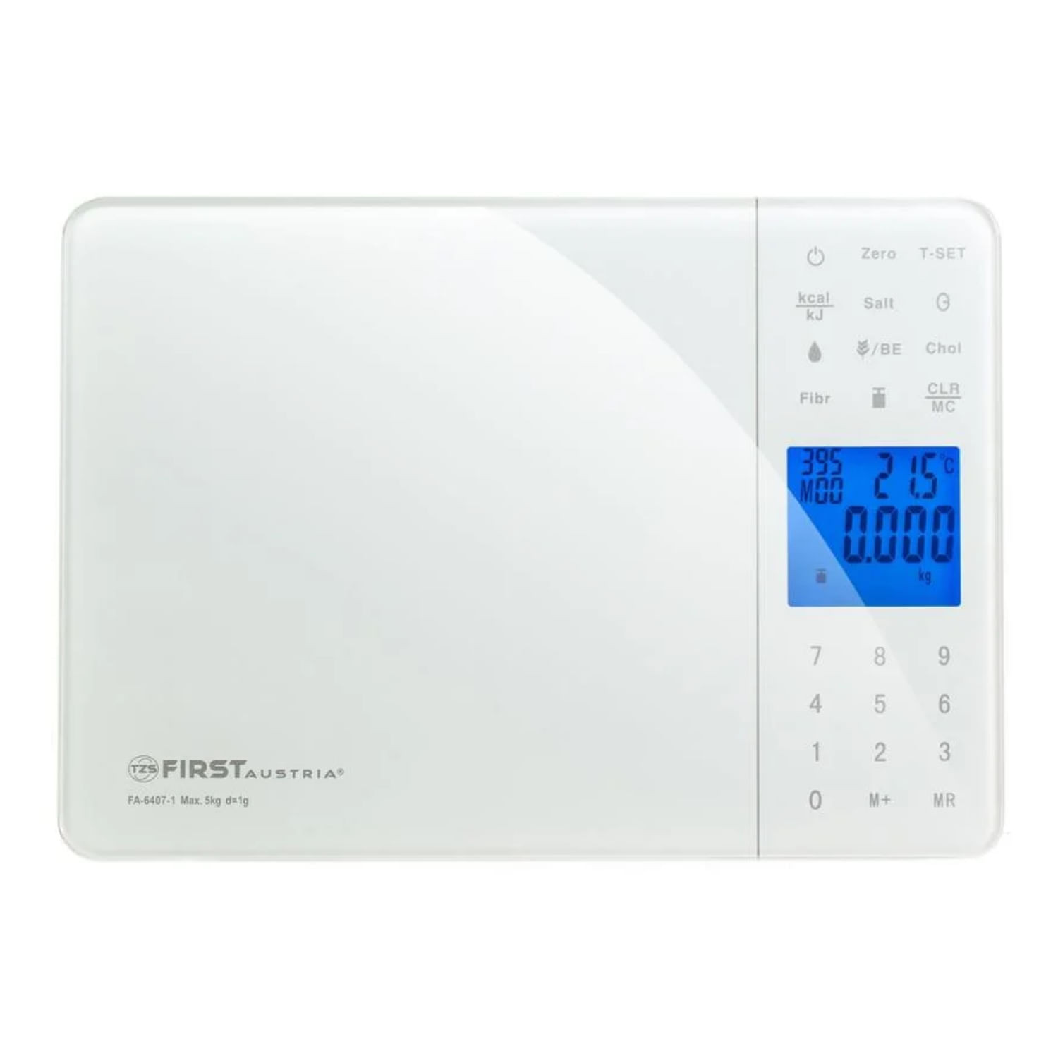 Cantar de bucatarie cu calculator de calorii First Austria FA-6407-1, 5kg, LCD ecran, TARA, Termomet