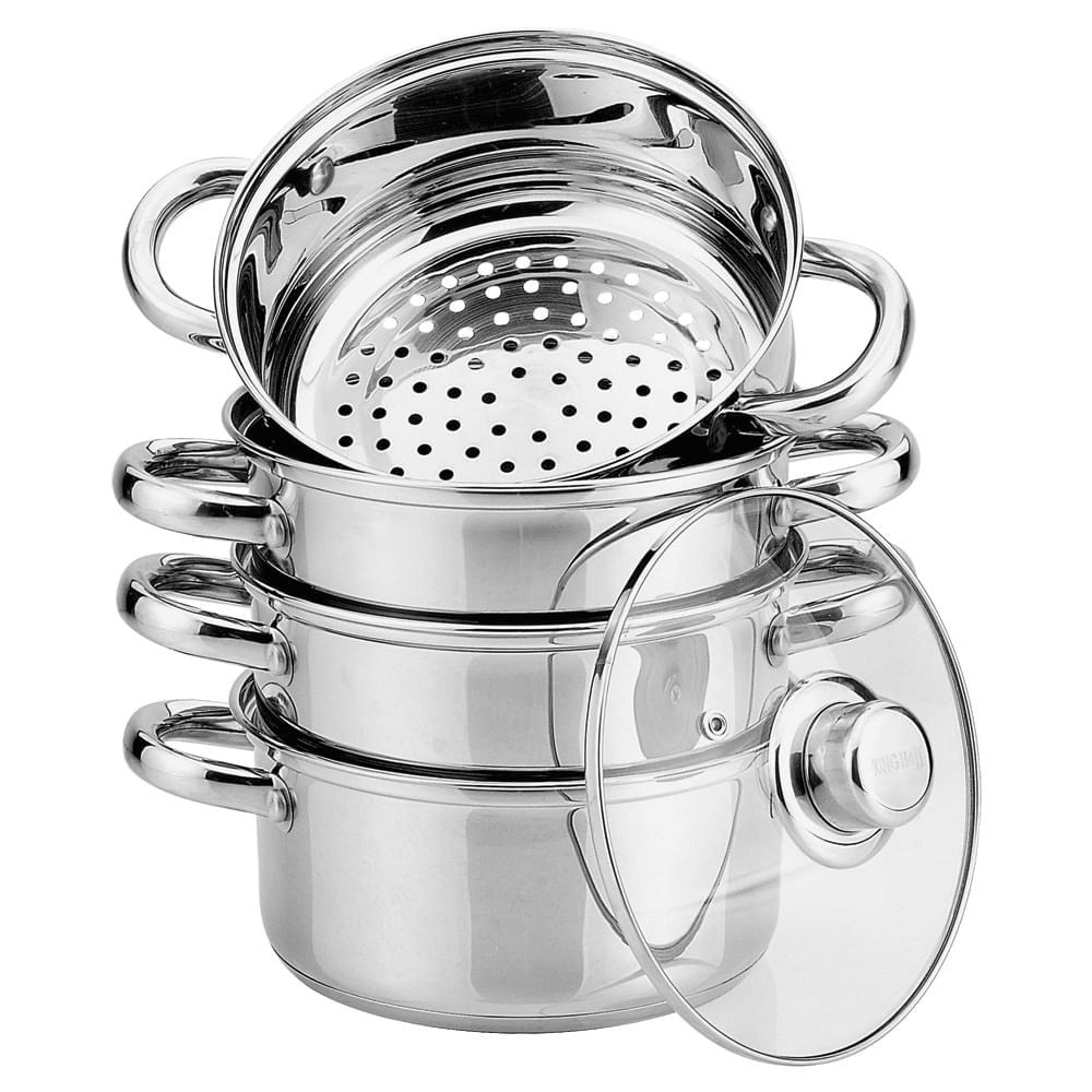 Oala cu gatire cu aburi Kinghoff KH 3320, 24 cm, 5 litri, Inductie, Inox