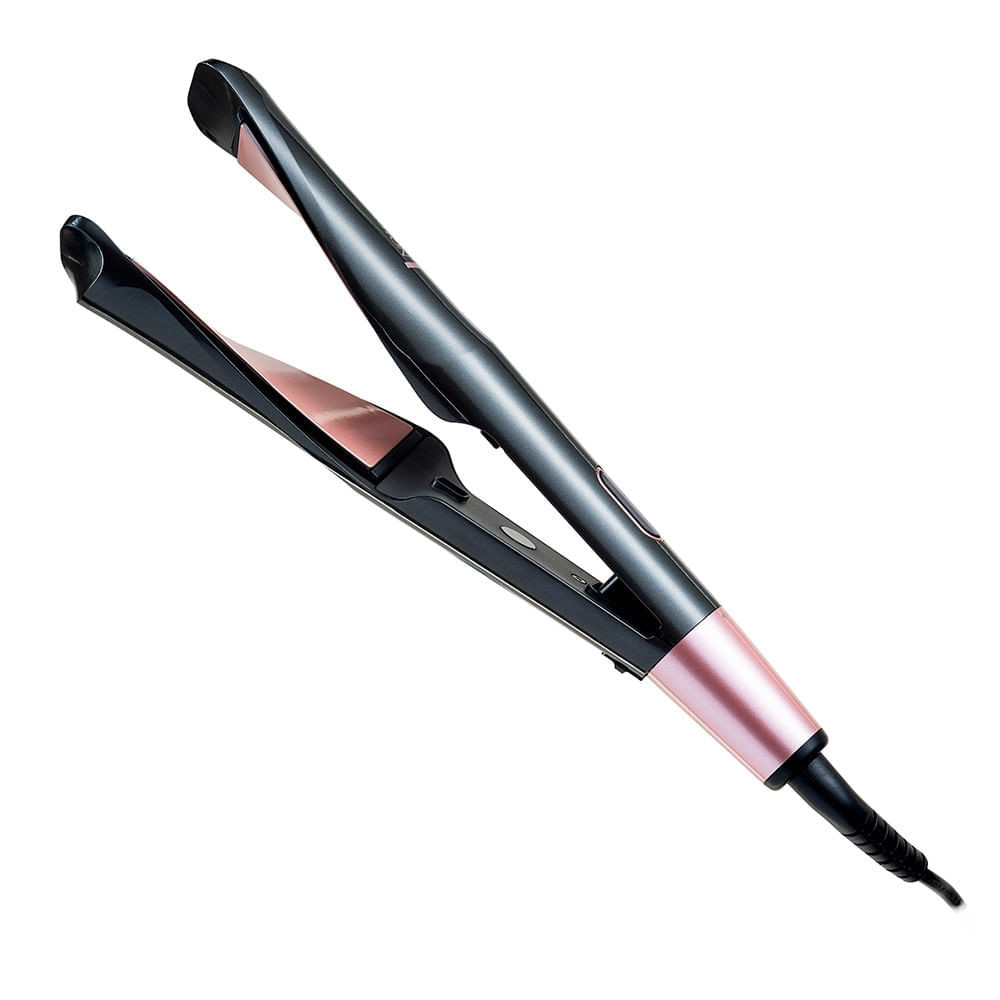 Преса за коса Remington S6606 Curl and Straight Confidence, 150-230C, Керамика/Турмалин, Извити плочи, Черен/розов