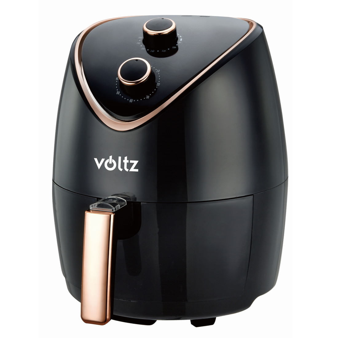 Friteuza Air Fryer  Voltz V51980I, 1600W, 4.5 l, 80-200 C, Timer, Negru/aur roz