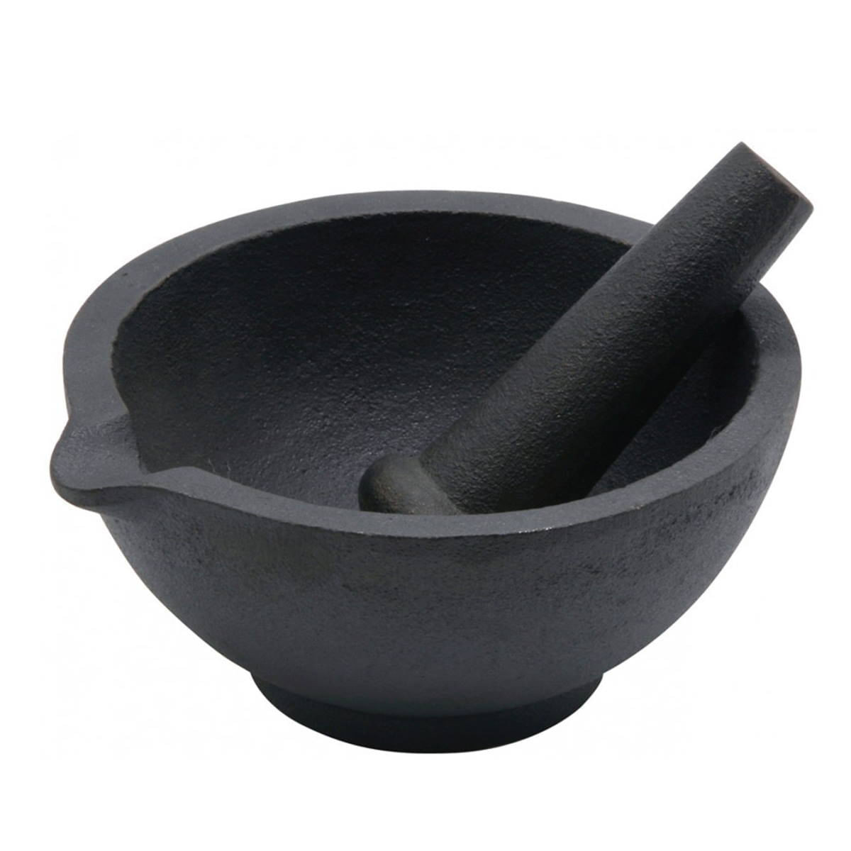 Хаванче и пестик Kinghoff KH 1197, 13x6.5 см, Изцяло чугунен, Черен