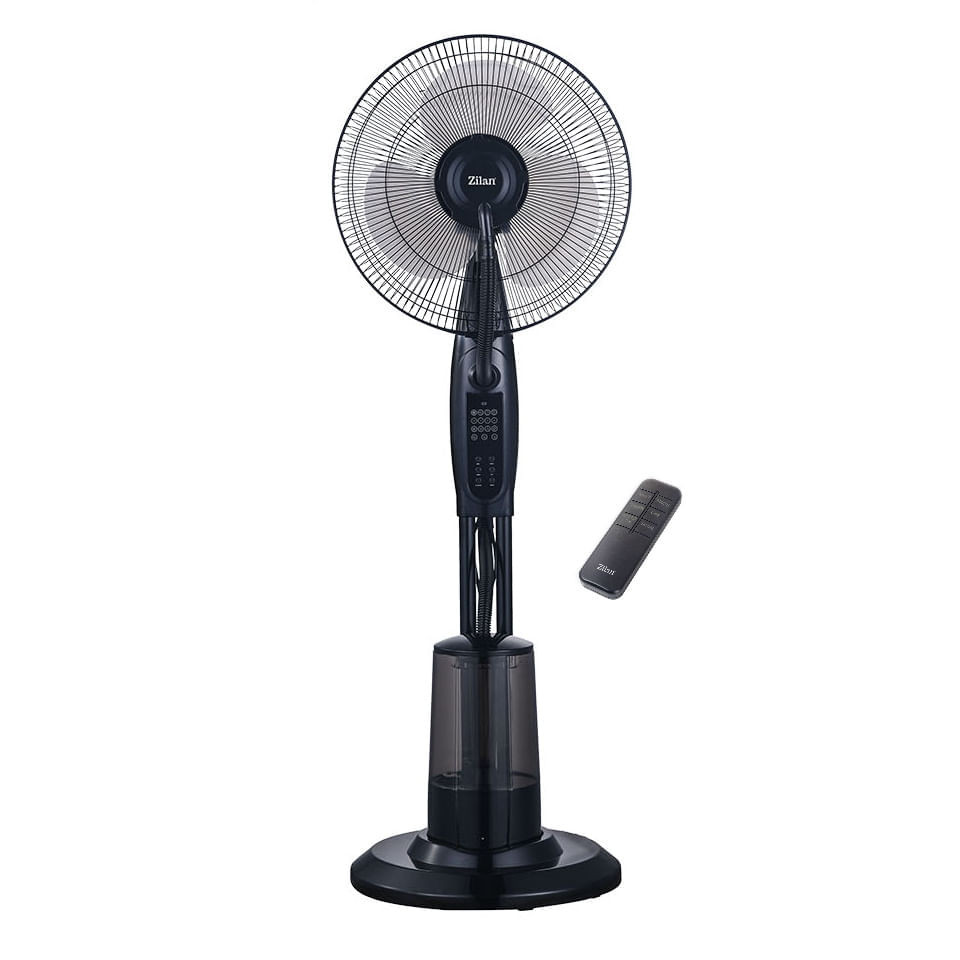 Ventilator de ceață de apă și telecomandă Zilan ZLN-0966, 75W, 3,2 l, 3 trepte, Temporizator, Negru