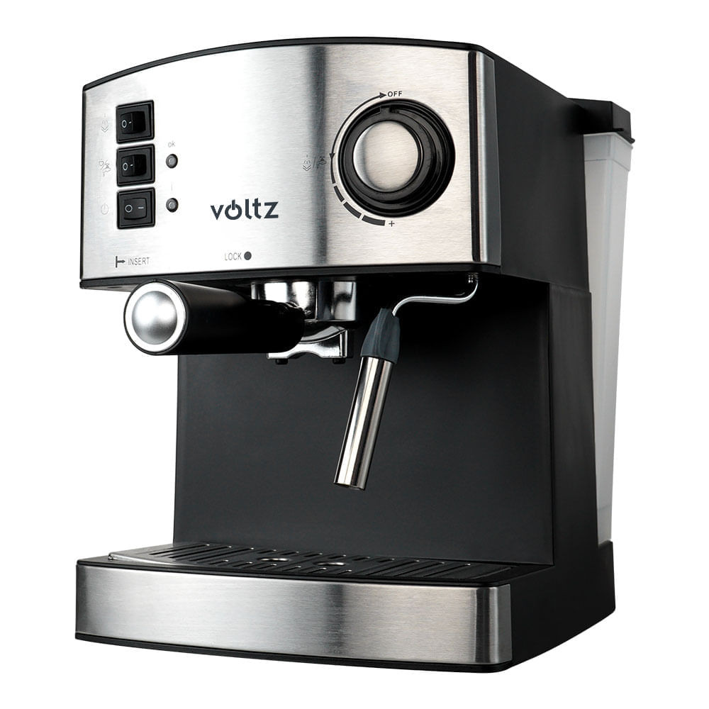 Masina espresso Voltz V51171A, 850W, 2 cafele, 15 bare, disc crem, spumant, pompa ULKA, Inox