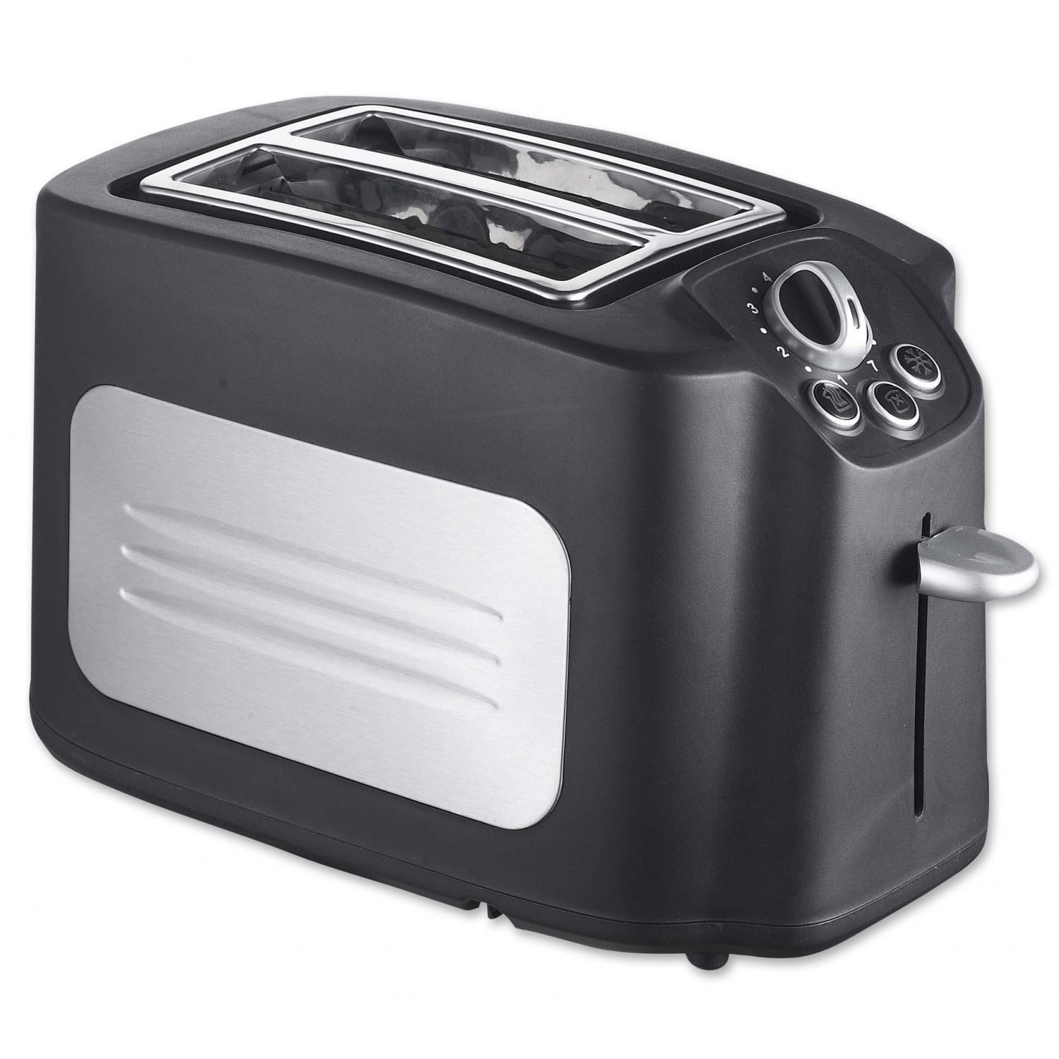 Toaster Crown TBX-71 / CT-801, 700W, Reincalzire, 7 trepte, Negru/argintiu