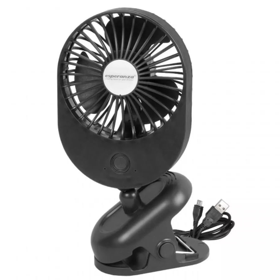 Ventilator USB cu clip Esperanza EHF103K, 2W / 5V, 3 trepte, negru