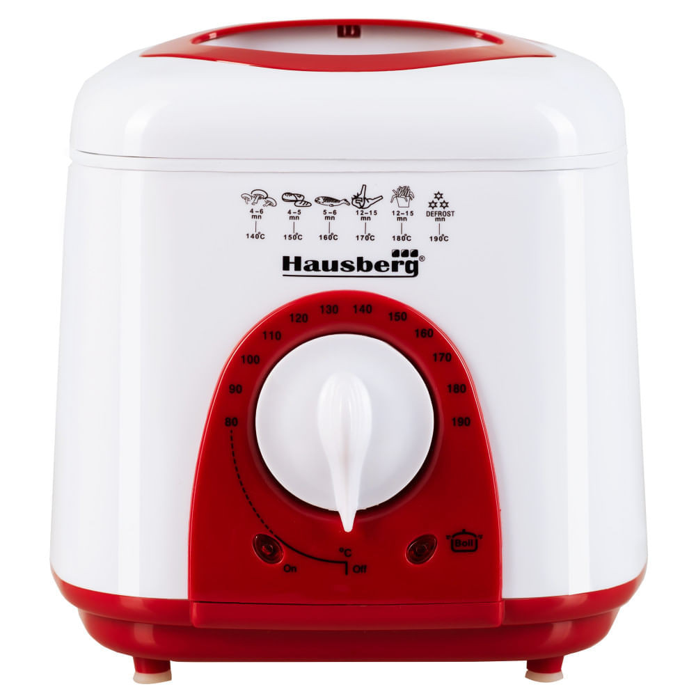 Friteuza Hausberg HB-1320RS, 950 W, 1 litru, 0-190C, alb / rosu