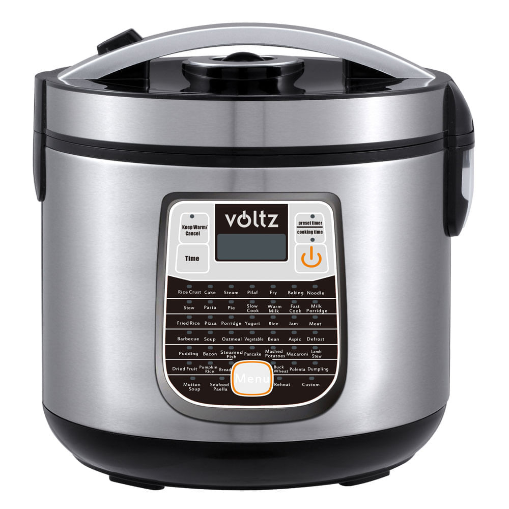 Multicooker cu 45 de programe Voltz V51985B6, 900W, 6L, Acoperire ceramica, Inox