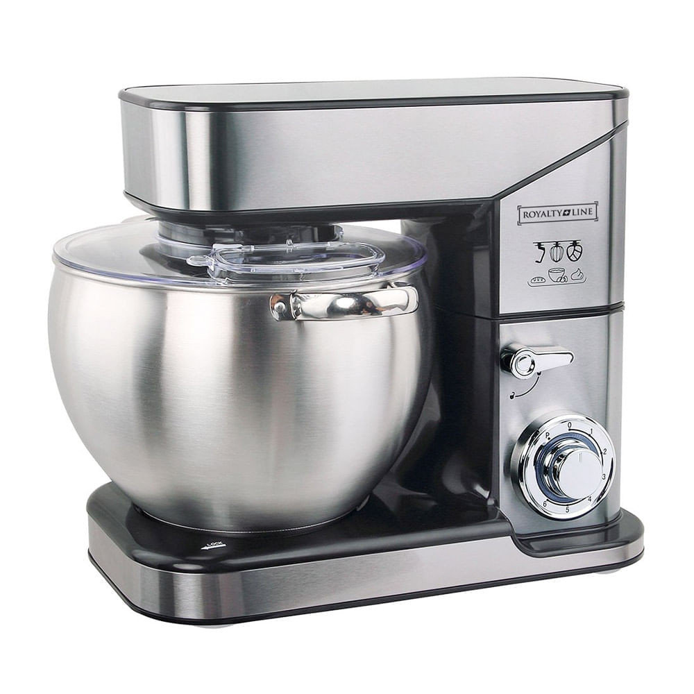 Mixer planetar Royalty Line RL-PKM2500,  Cupa otel, 1500W/2500W Max, 10 litri, 3 Amestecatoare, 6 tr