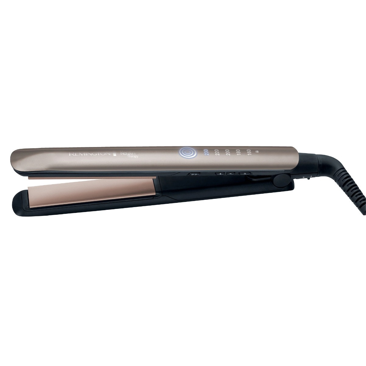 Преса за коса Remington S8590, 230C, 5 нива, Керамика, Бързо загряване, Авт. изключване, Златист