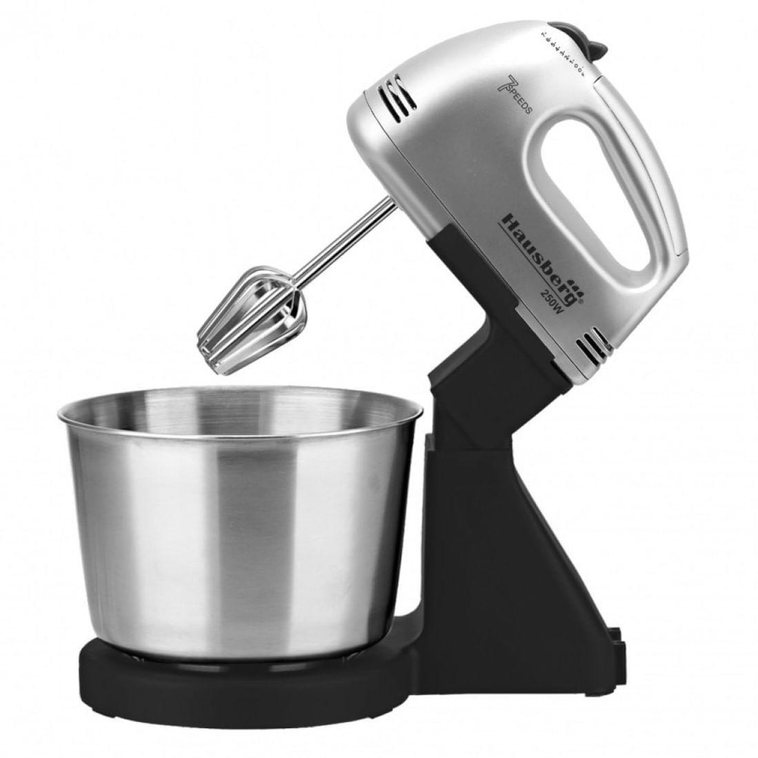 Mixer cu bol Hausberg HB-3551NG, 250W, 2 l. Bol din oțel, 7 trepte, oțel inoxidabil, negru