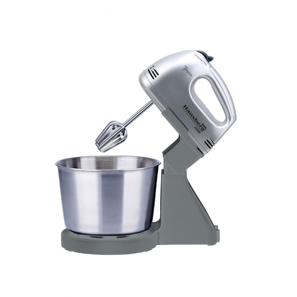 Mixer cu bol Hausberg HB 3551GR, 250W, 2 litri, 7 trepte, Castron din Inox, argintiu