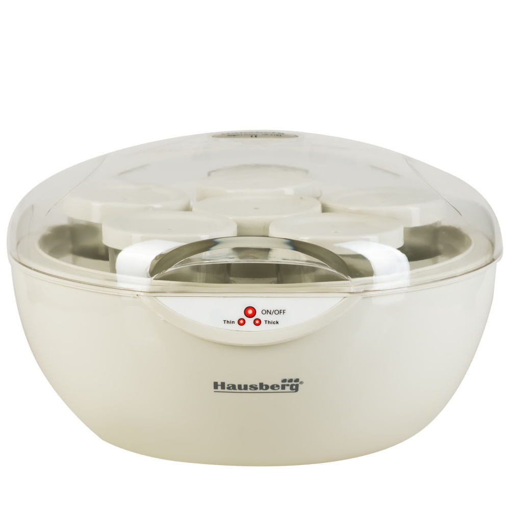 Aparat pentru iaurt Hausberg HB-2193, 35W, 750ml, 2 programe, 5 borcane, Alb