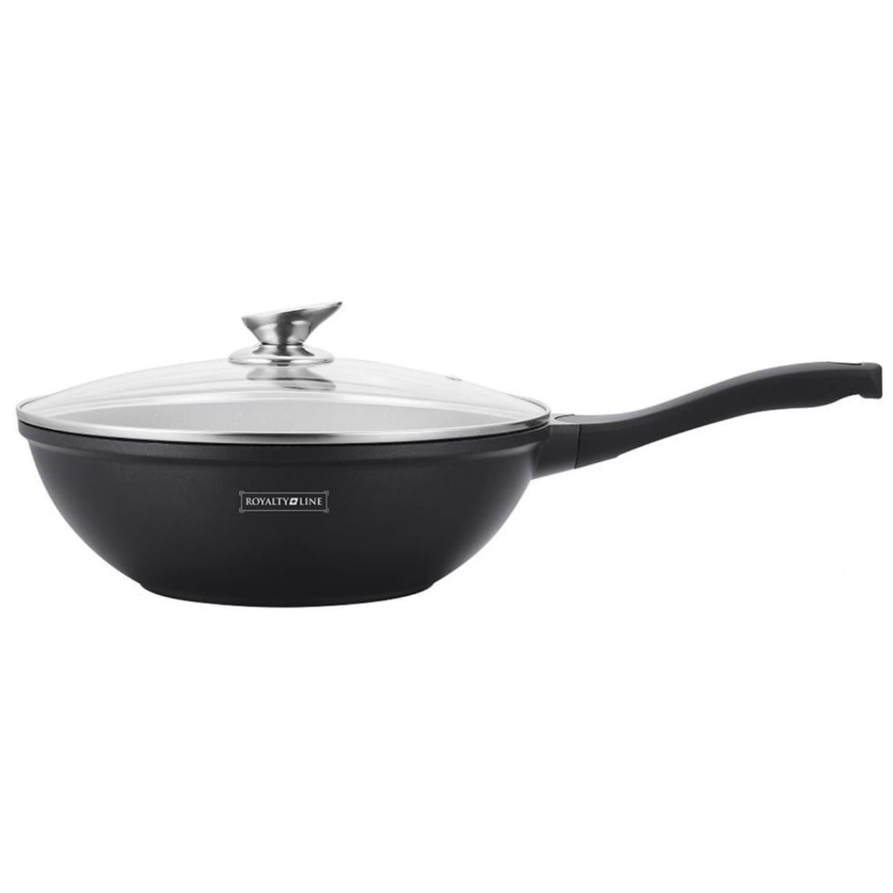 Tigaie WOK Royalty Line RL-BW28M, 28cm, Acoperire marmura, Inductie, Negru