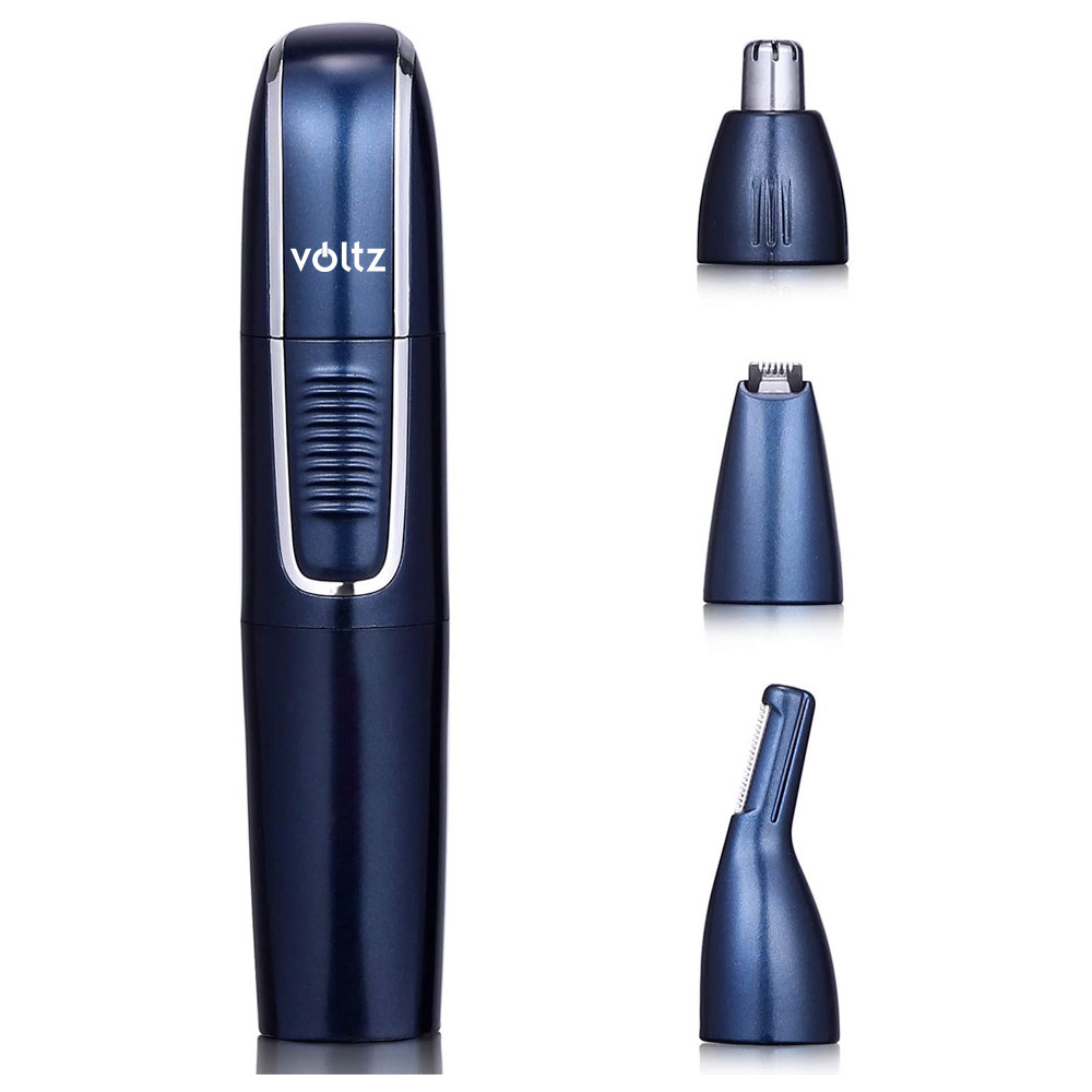 Trimmer pentru nas Voltz V51812A, IPX4, 3 accesorii, Lame metalice, USB, Albastru