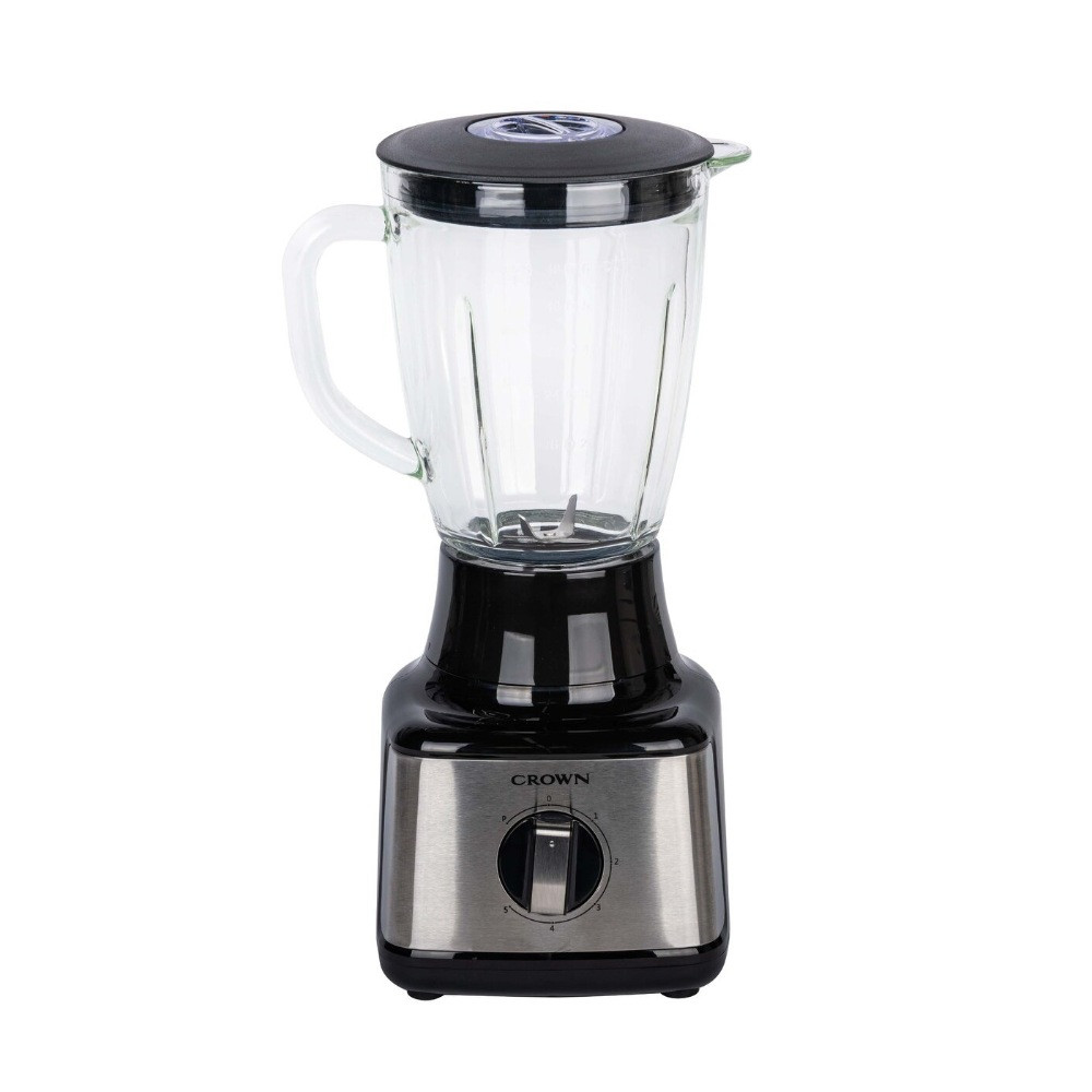 Blender Crown CB-5066, 500W, 1.5L, Zdrobire gheata, 5 viteze, Pulse, Otel inoxidabil / Negru