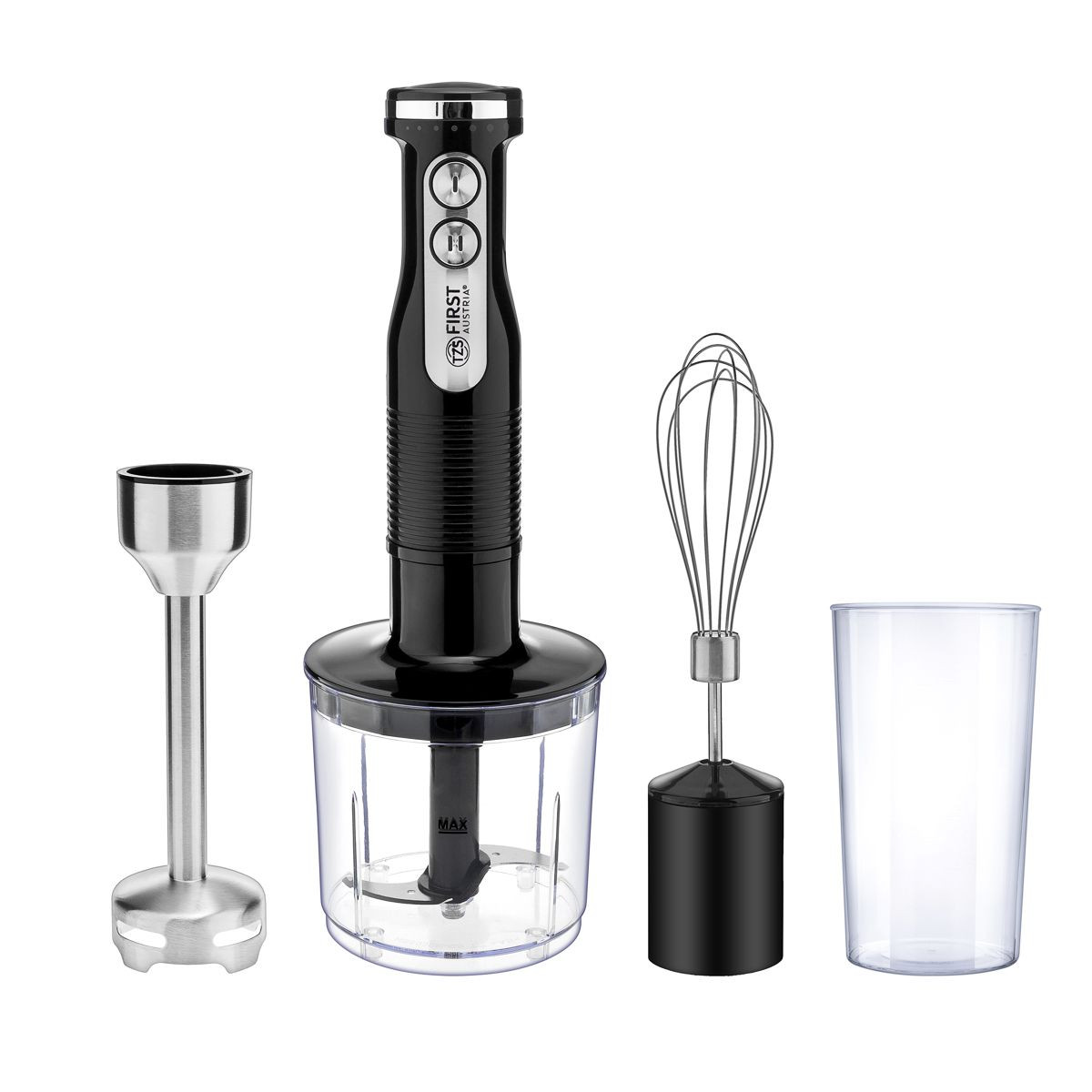 Blender de mana First Austria FA-5273-5, 600W, 14500 RPM, Control viteza, Negru