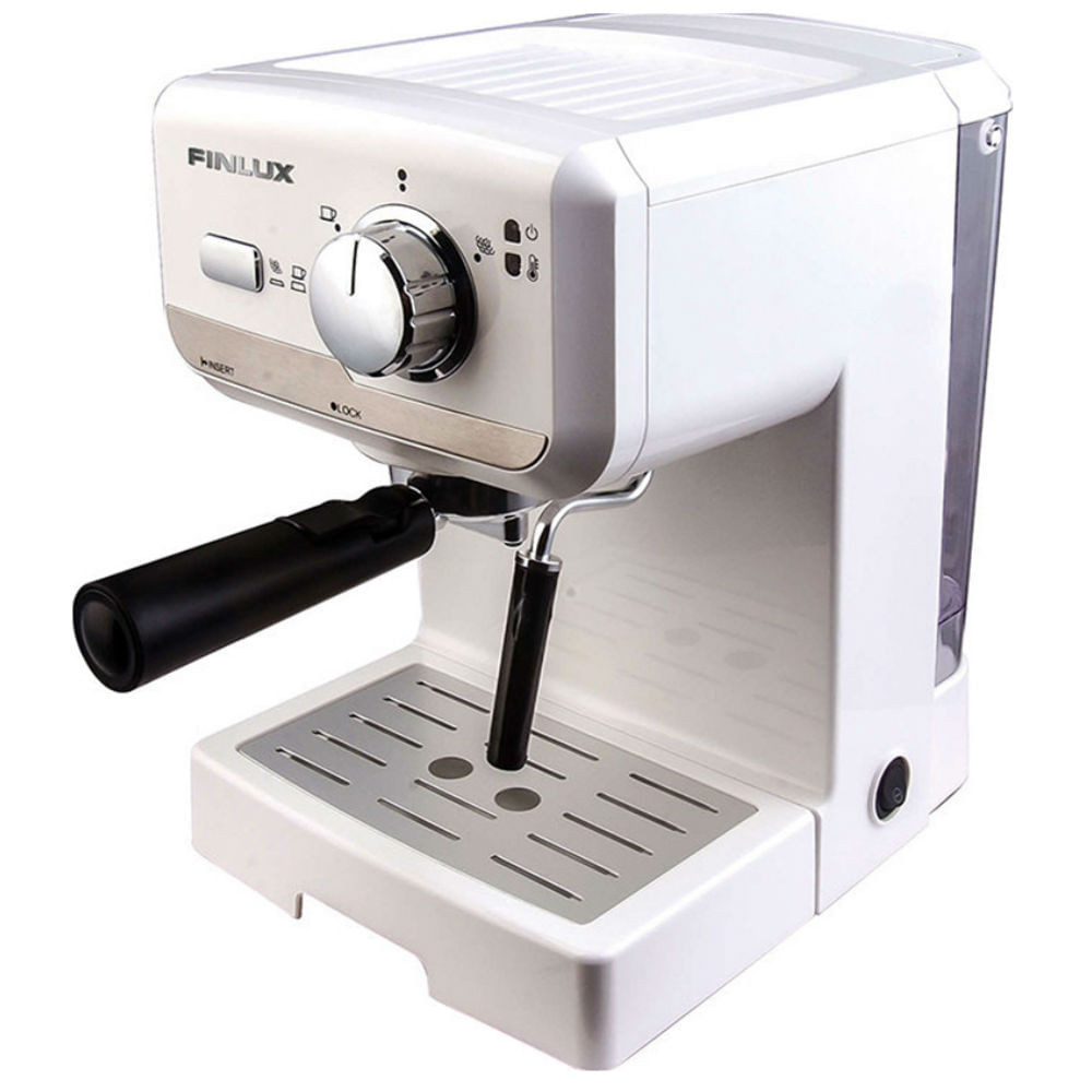 Masina espresso Finlux FEM-1694WH, 15 bar, 1150W, 1.5 litri, disc crem, Alb