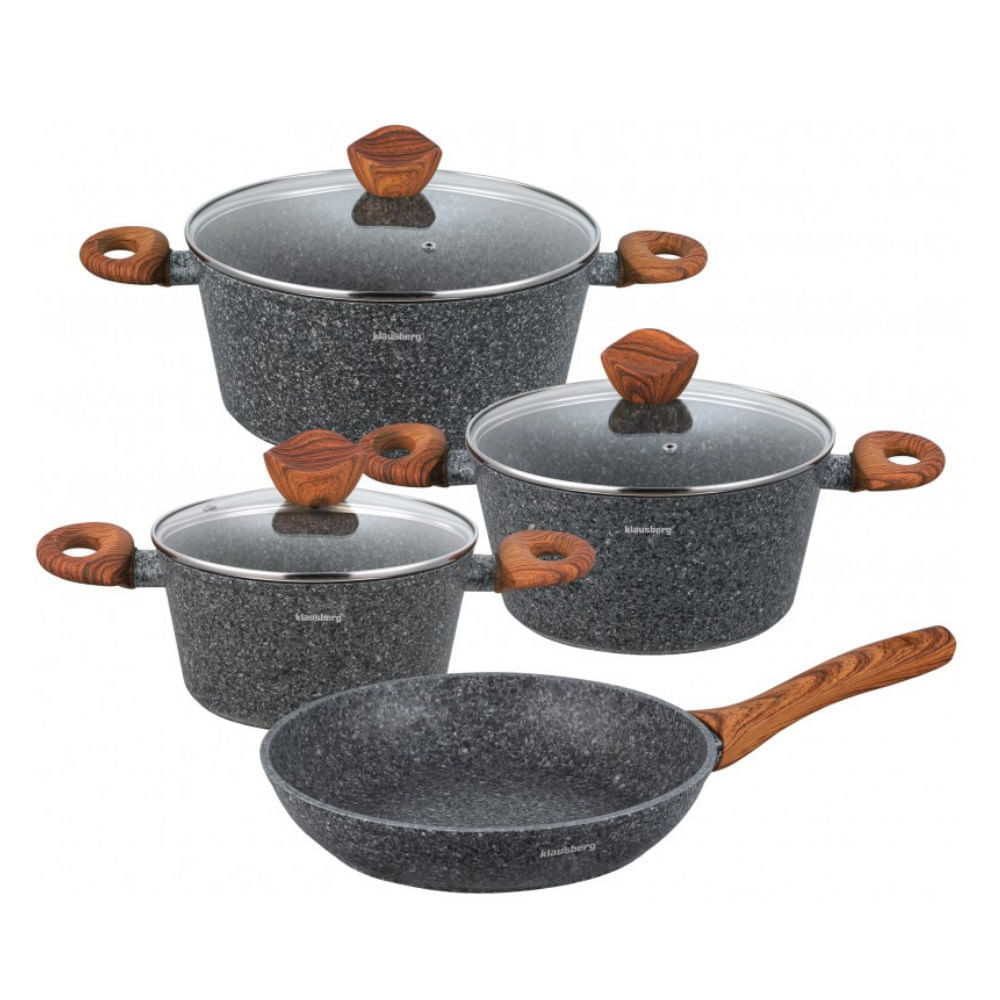 Set Oale Klausberg KB 7240, 7 piese, Acoperire cu granit, Inductie, Gri