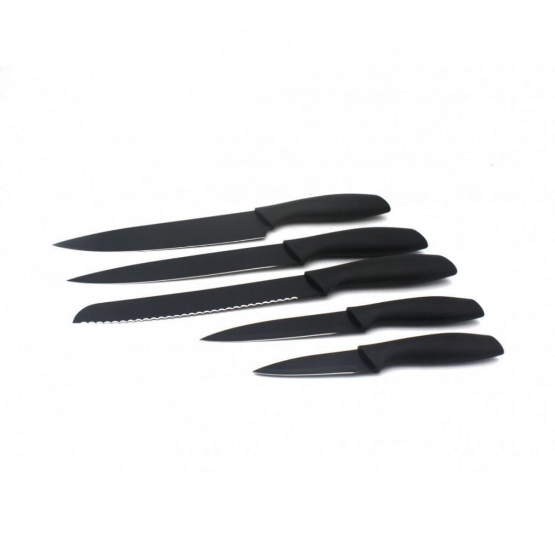 Set 5 cutite Voltz V51633B5B, Acoperire antiaderenta, Otel, Negru