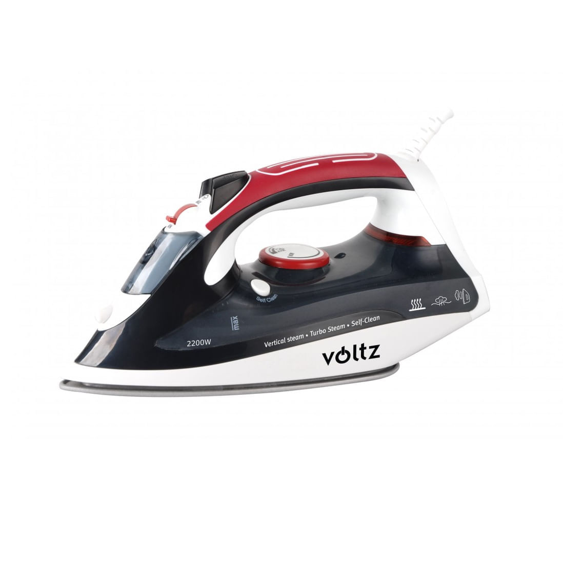 Fier de calcat Voltz V51050BC, 2200W, Talpa Ceramica, 350ml, Negru/rosu