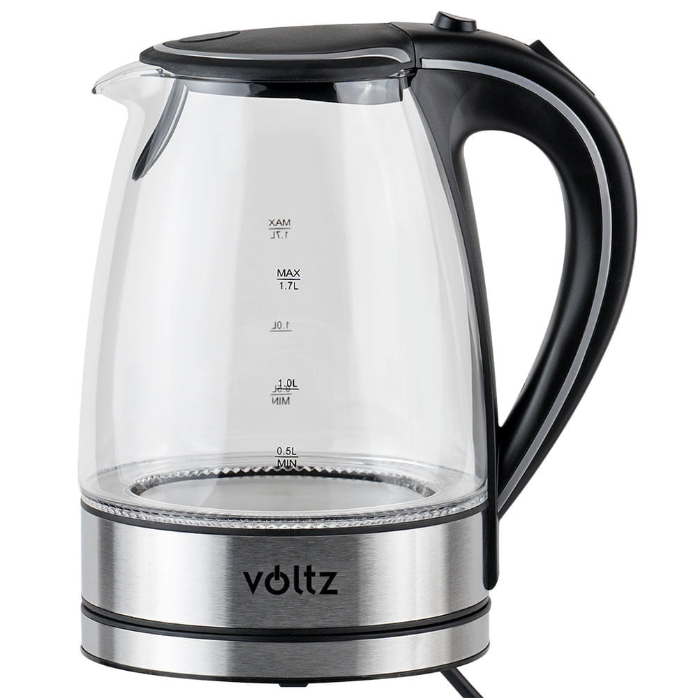 Cana electrica Voltz V51230E, 2200W, 1.7 L, Sticla, Inox