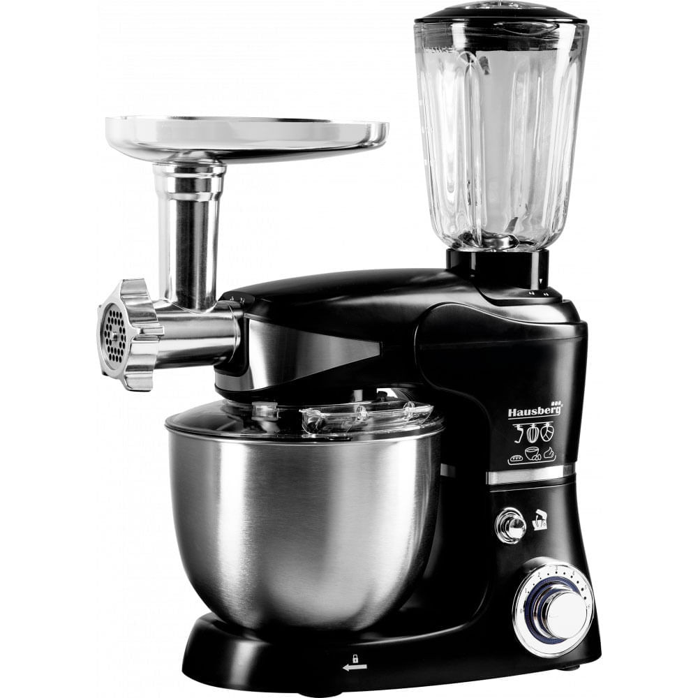 Robot de bucatarie multifunctional Hausberg HB-7605NG,1000W, Mixer, Blender, Tocat carne, Bol 5l, Ne