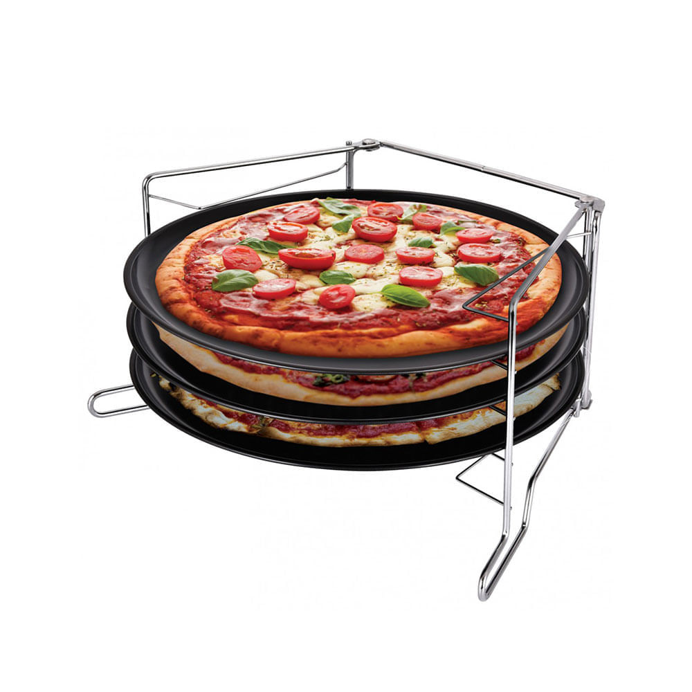 Set tavi pentru pizza Kinghoff KH 1480, 4 piese, 32,3 cm, Negru