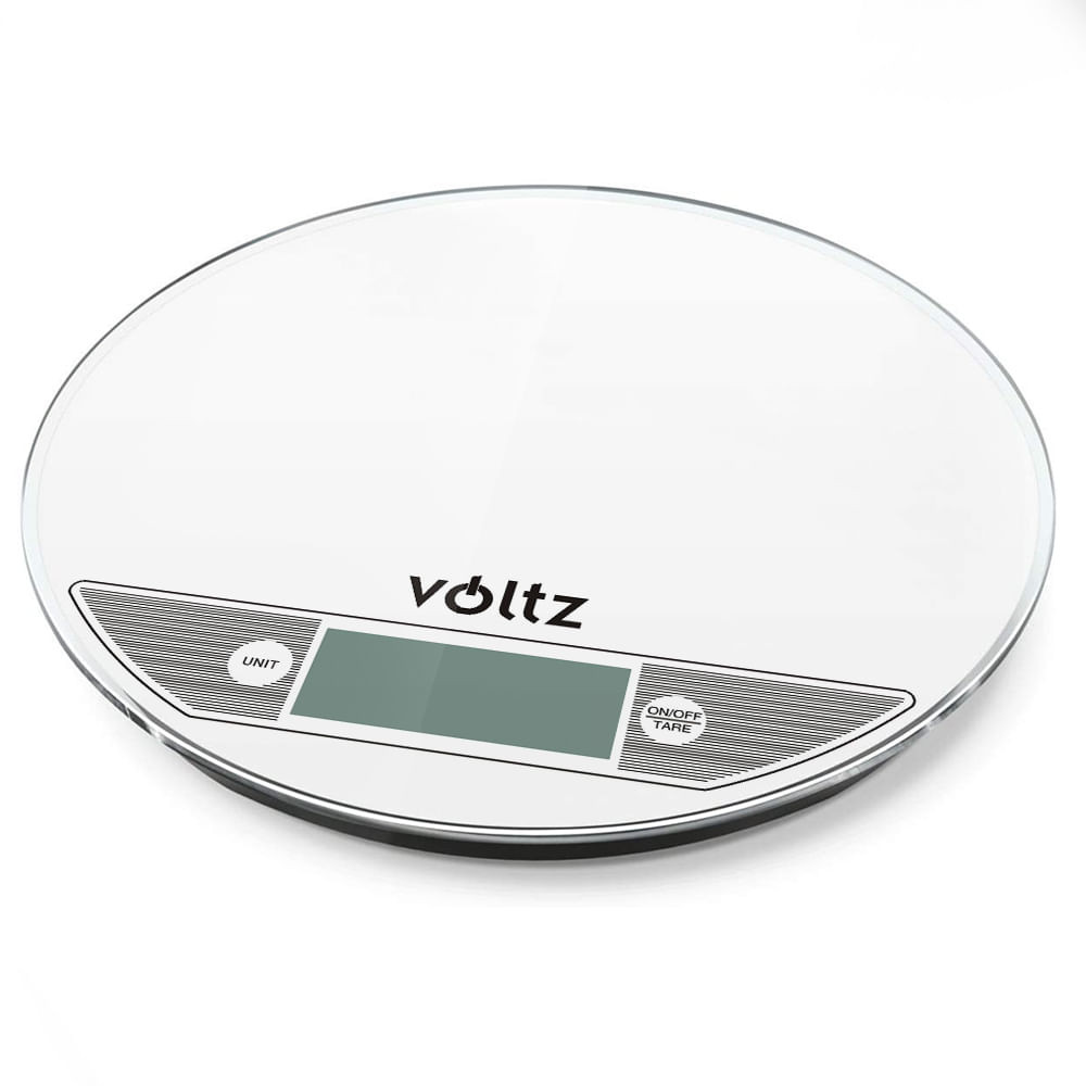 Кухненска везна Voltz V51651F, 5 кг, Стъкло, TARA, Кръгла, Черен
