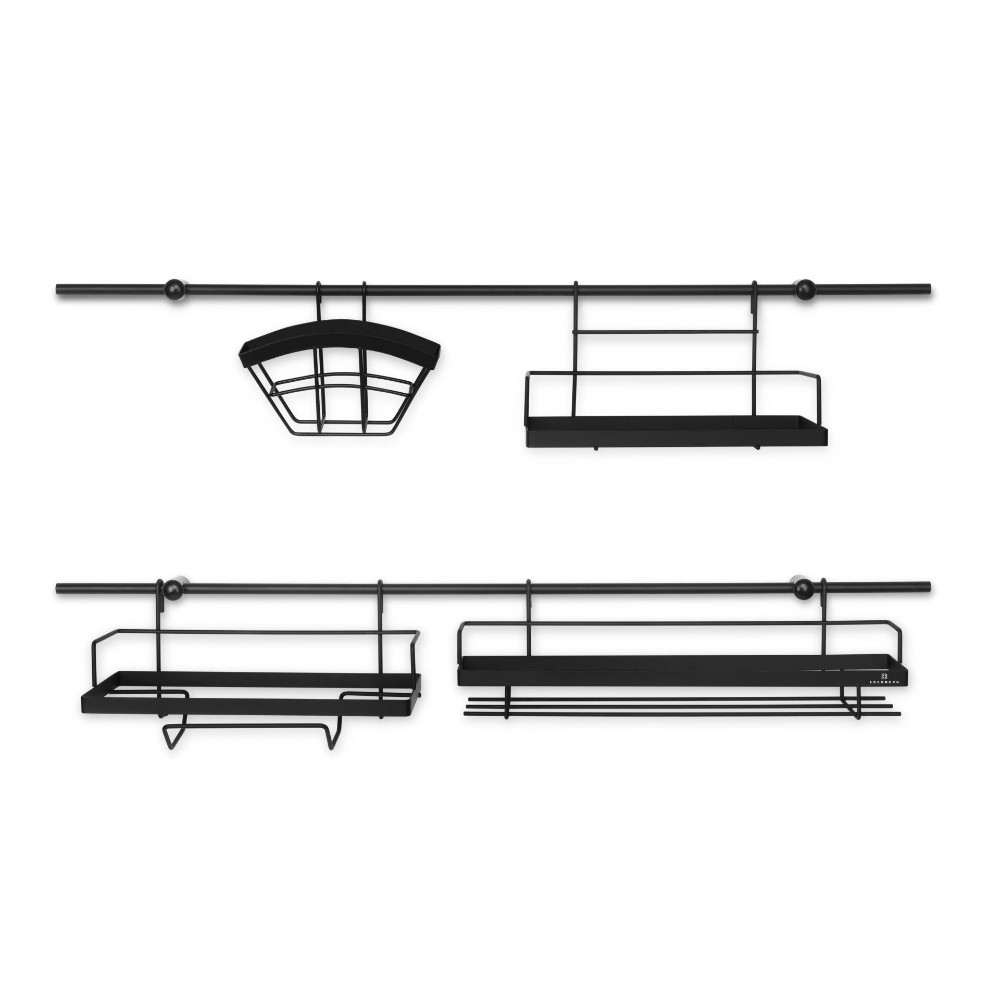 Etajera metalica pentru bucatarie Edenberg EB-8516, 16 bucati, Otel inoxidabil, Negru