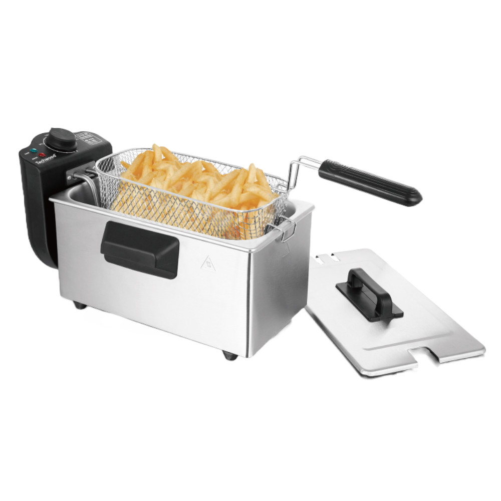 Friteuza Techwood TFR-530, 3 litri, 2000W, Termostat, Inox