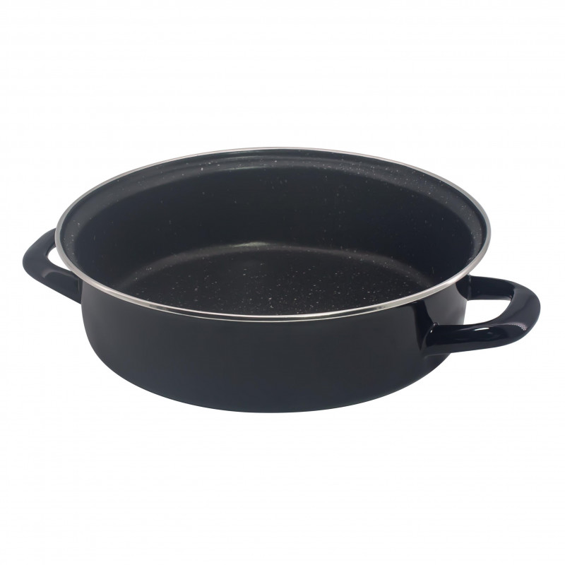 Rosberg R51222A32 Oven and Stove Pan, 32x7 cm, Marble Finish, Induction, PFOA-Free, Black