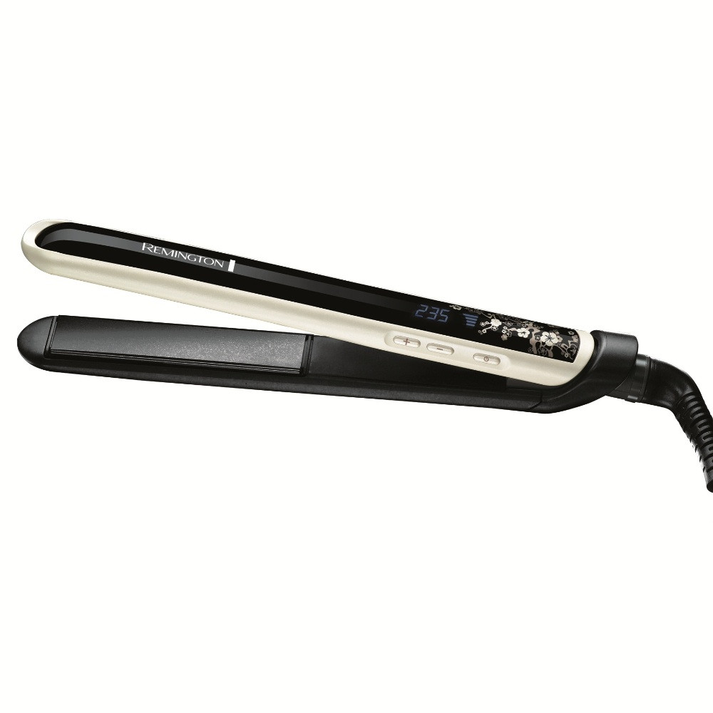 Преса за коса Remington S9500, 235 C, Бързо загряване, Контрол на темп., LCD екран, Черен/бял