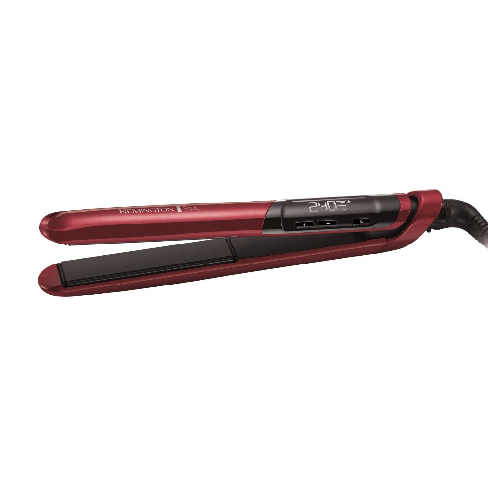Преса за коса Remington S9600, LCD, 240 градуса, Керамично покритие, Регулируема температура, Червена