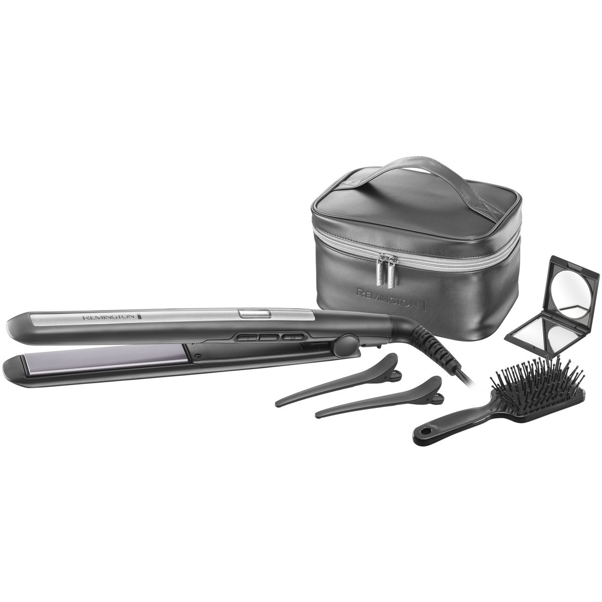 Комплект за изправяне на коса Remington PRO-Ceramic Titanium S5506GP, Керамично покритие, LCD екран,150-230C, Boost, Черен