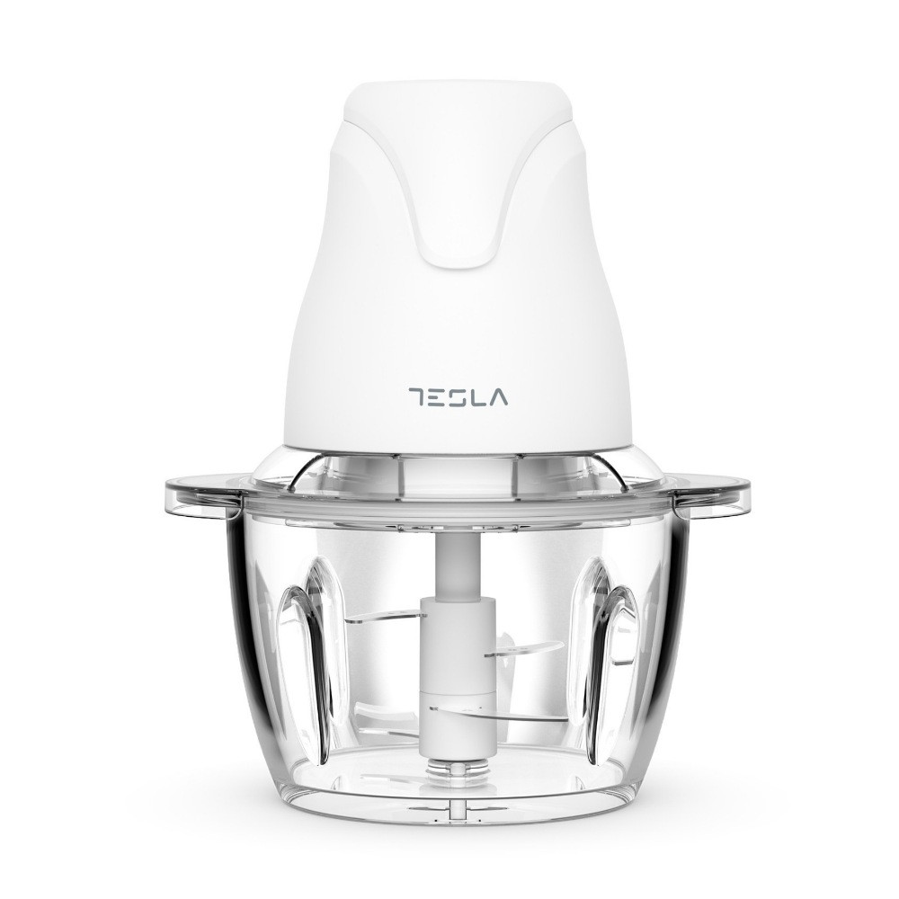 Tocator electric de alimente Tesla FC302W, 400W, Cupa de sticla, 1 L, 4 lame, Alb