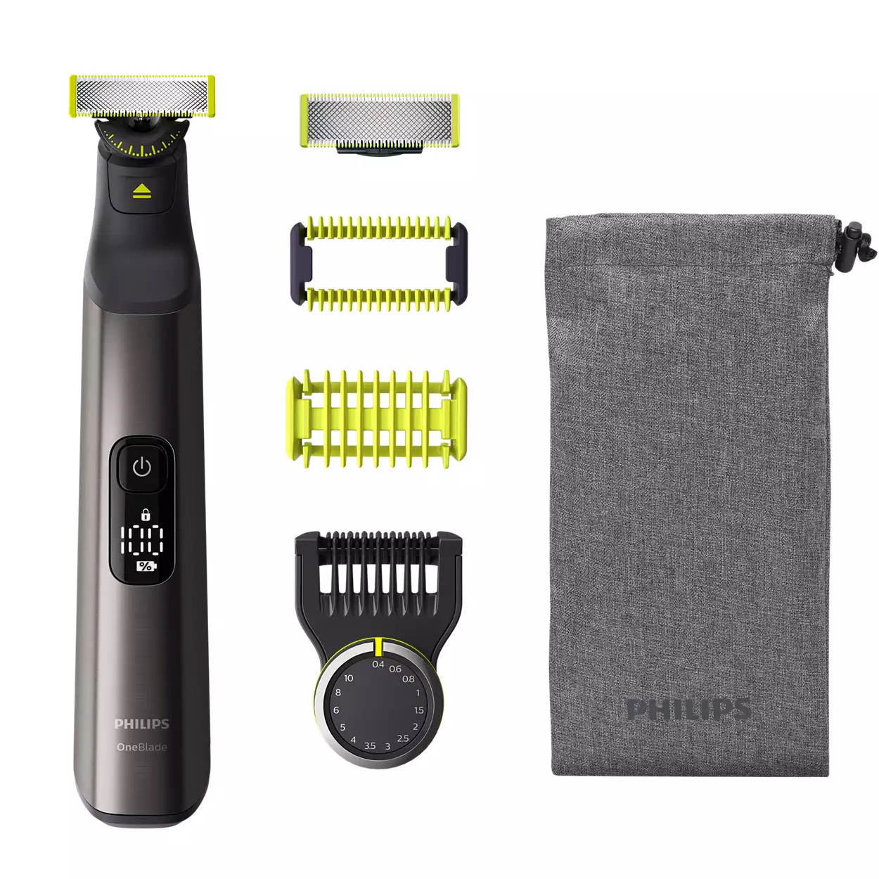 Trimmer pentru barba si corp OneBladePro Philips QP6551/15, Display LED, Rezistent la apa, Autonomie