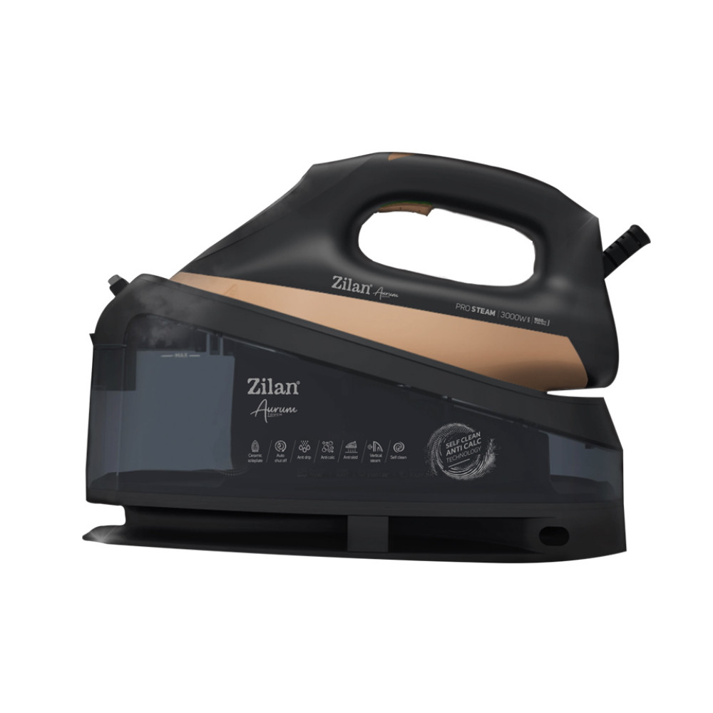 Statie de abur Zilan ZLN4261 Aurum Touch, 3000W, 1,5 L, Placa ceramica, SelfClean, Oprire automata, 