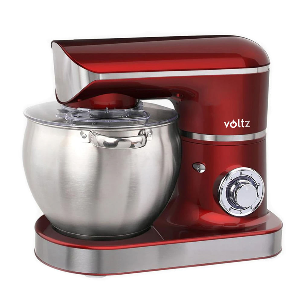 Mixer planetar Voltz V51115E, 2200W, 8,5 l, 6 viteze, PULSE, 3 agitatoare, Roșu metalic