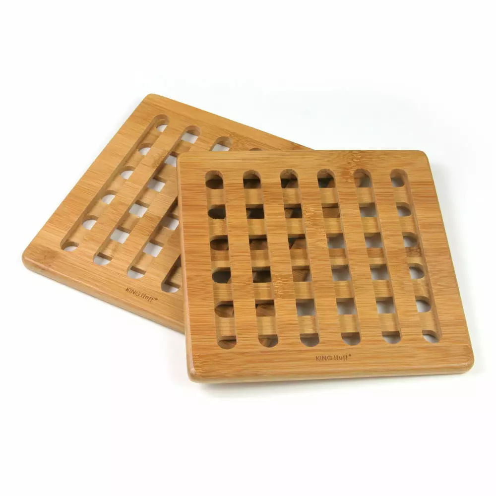 Set 2 suporturi pentru vase calde Kinghoff KH 1216, 20x20 cm, Bambus