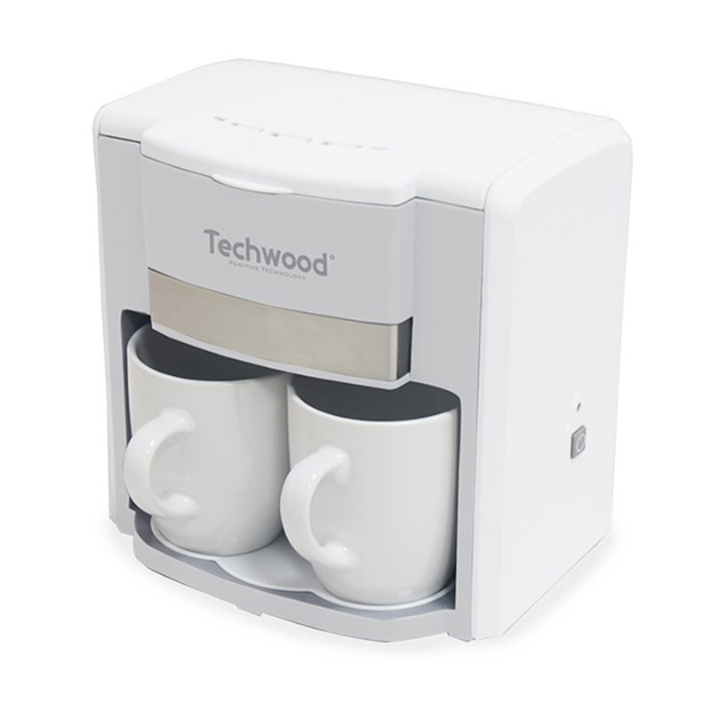 Cafetiera cu doua cesti Techwood TCA-202, 500W, Filtru permanent, Alb