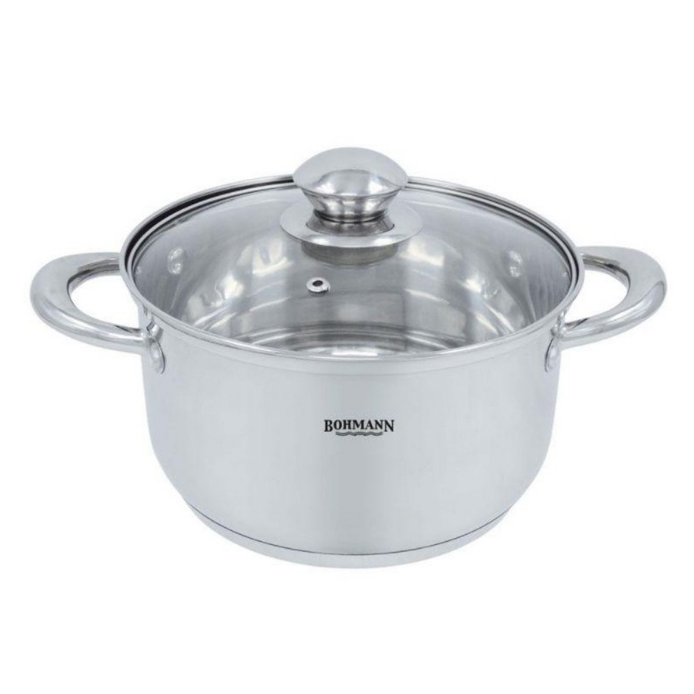 Oala cu capac Bohmann BH-0805-24, 24 cm, 6 L, Inductie, Inox