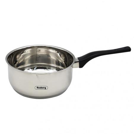 Rosberg R51210E16K Double-Bottomed Casserole, 16 cm, 1.5 liters, Bakelite Handle, Stainless Steel